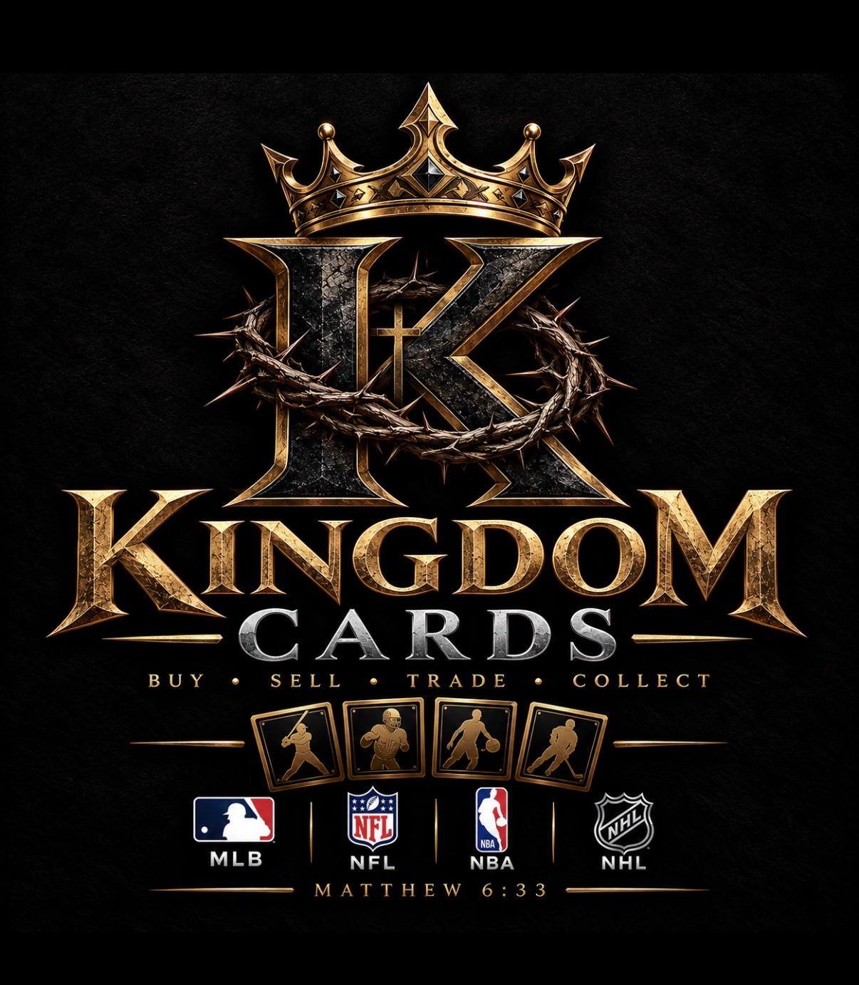 KingdomCards crowned K logo with crown of thorns, Matthew 6:33